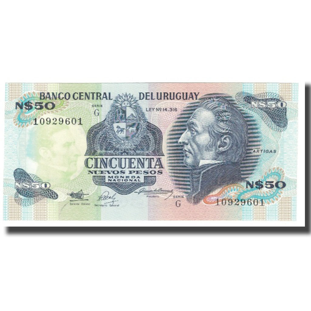 Banknot, 
  
  Uruguay, 
  
  50 Nuevos Peso