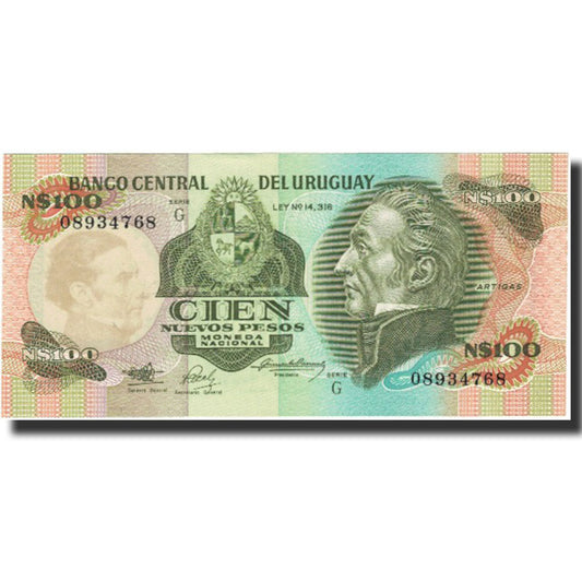 Banknot, 
  
  Uruguay, 
  
  100 Nuevos Peso