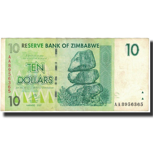 Banknot, 
  
  Zimbabve, 
  
  10 Dolar