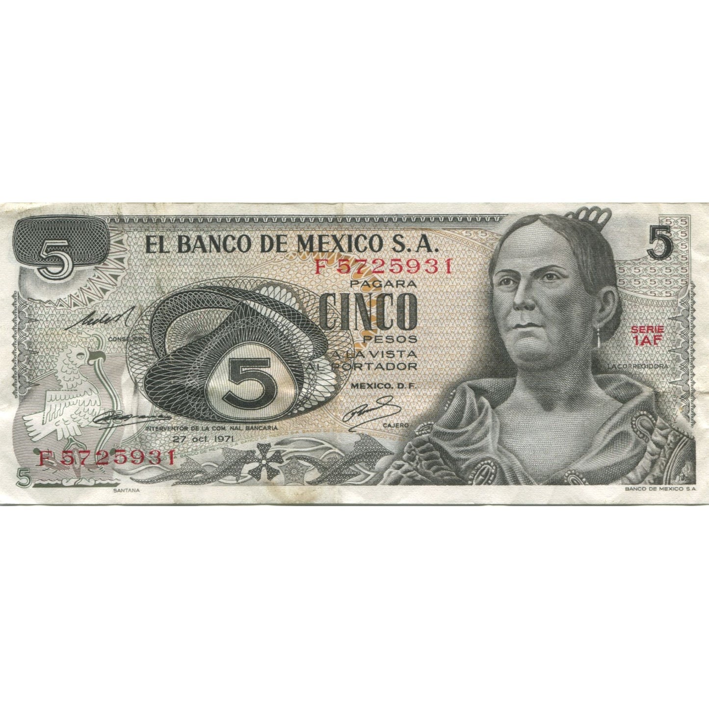 Banknot, 
  
  Meksika, 
  
  5 Peso