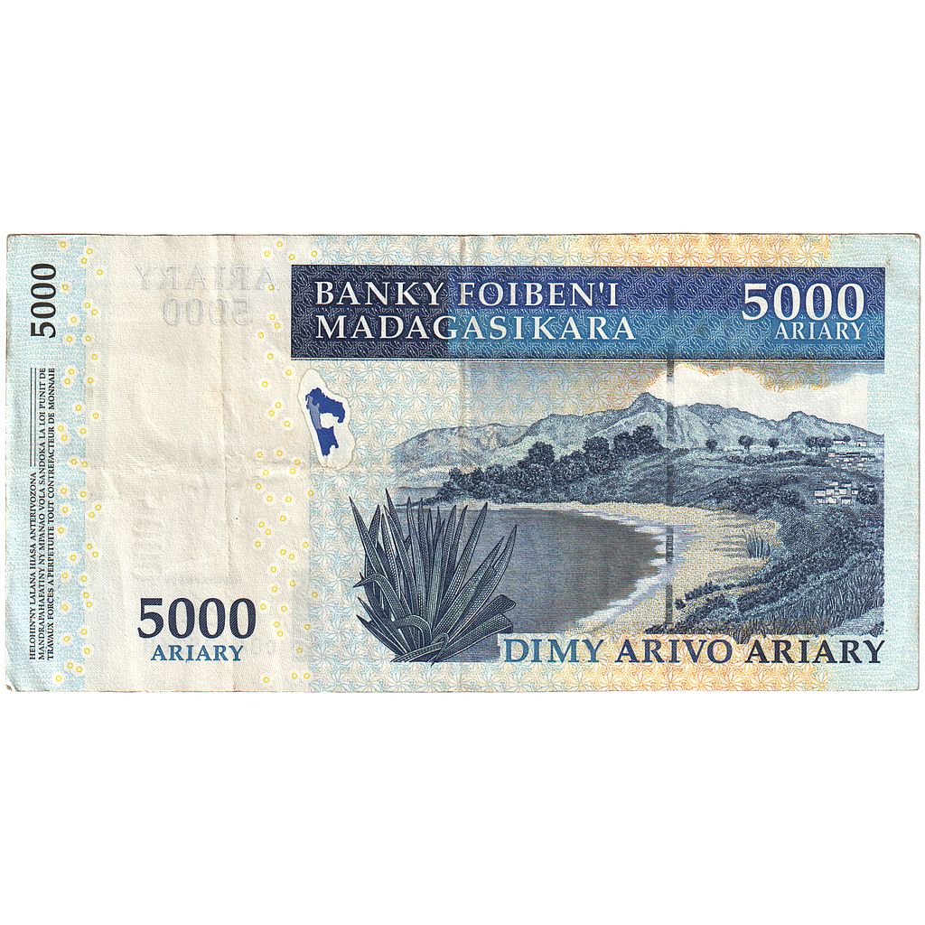 Banknot, 
  
  Madagaskar, 
  
  5000 Ariary