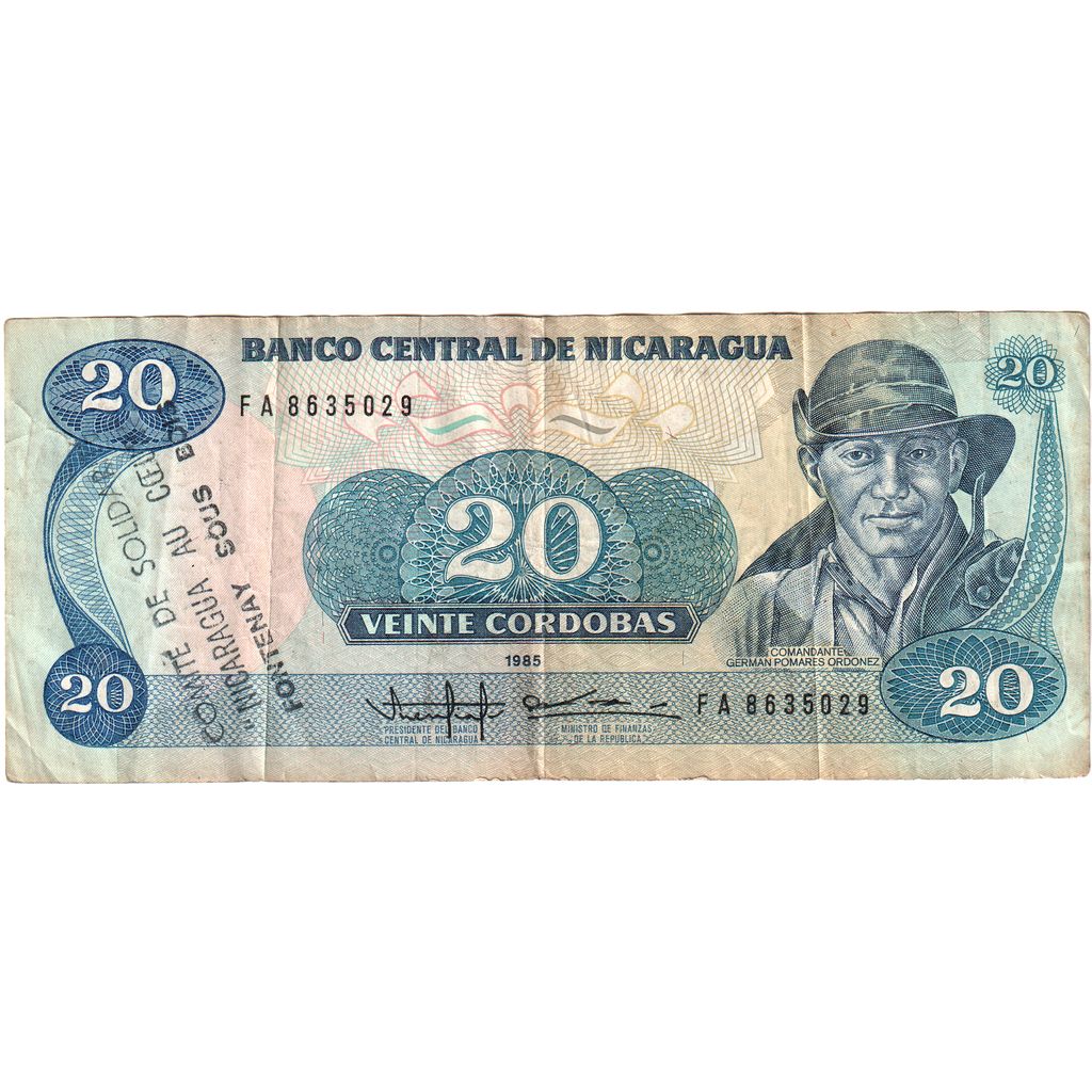 Nikaragua, 
  
  20 Kordobas, 
  
  1985