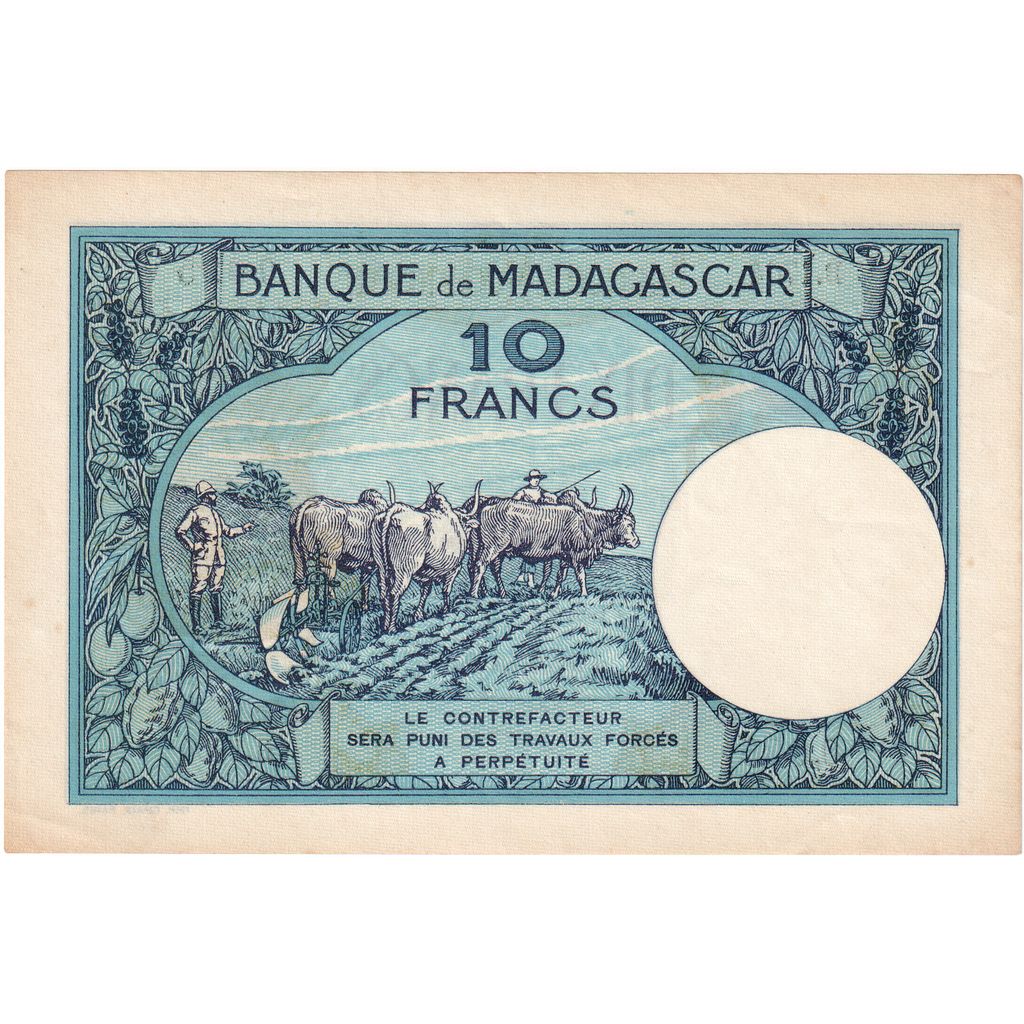 Madagaskar, 
  
  10 Frank, 
  
  Tarihsiz (1937-47)