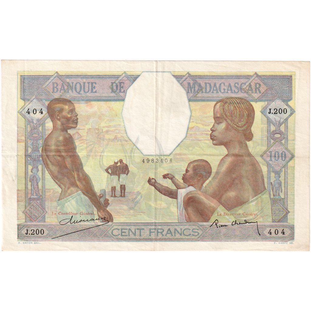 Madagaskar, 
  
  100 Frank, 
  
  Tarihsiz (yaklaşık 1937)