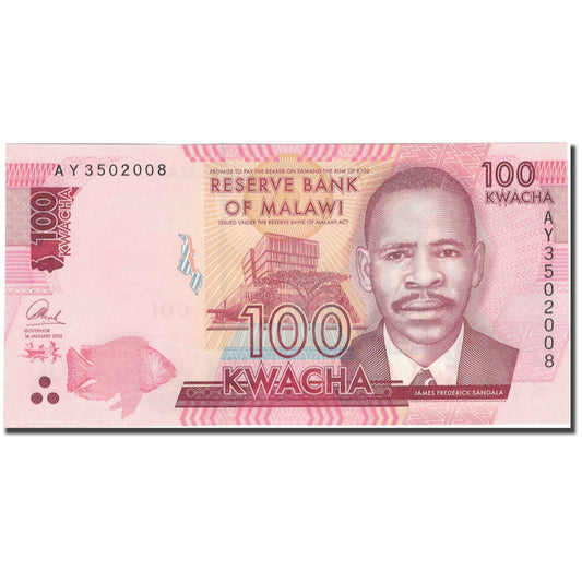 Banknot, 
  
  Malawi, 
  
  100 Kvaça