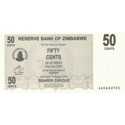 Banknot, 
  
  Zimbabve, 
  
  50 sent