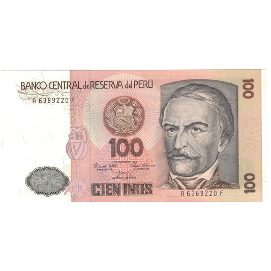 Banknot, 
  
  Peru, 
  
  100 Intis